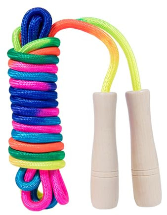 SCBOY Corda per saltare bambini(con manico in legno)280CM regolabile con colori arcobaleno corda per saltare bambini Ideale come regalo per bambini