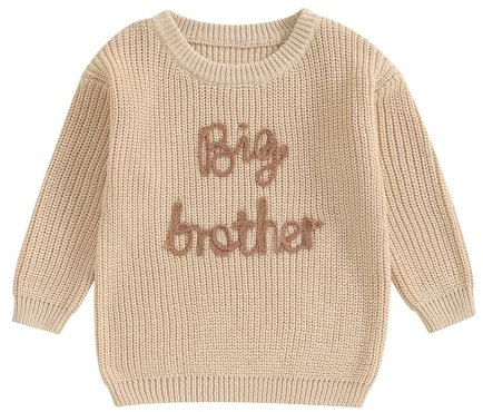 L&ieserram Baby Boy Knitted Jumper Sweater Newborn Kids Long Sleeve Knitwear Toddler Casual Top Clothes Brother Matching Pullover Outfit Grows Autumn Winter 0-5 Years