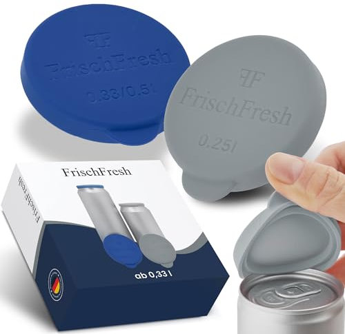 FRISCHFRESH 2 Stück, 0,33l-0,5l+, Dunkelblau-Grau, Deckel Getränkedosen, Schutz auf Festivals, Strand, Garten, Auto, Büro, Dosendeckel, Getränkedosen Deckel, Getränkedosen Verschluss, ohne BPA