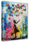 Tucocoo Raumwandbilder, bunte Schmetterlinge, Gemälde, 1 Stück, Leinwand, kleines Mädchen, Banksy, Straßenkunst, Graffiti, modernes Kunstwerk, Heimdekoration für Wohnzimmer, gerahmt,