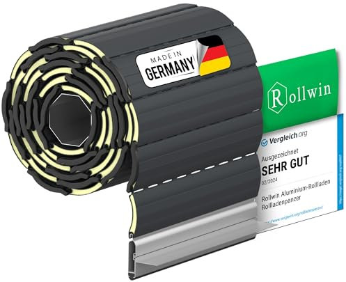 Rollwin ROLLADEN ALU Maxi 52 Anthrazit Grau Winkelendleiste Rolladenpanzer Aluminium Lamelle mit Rollladendämmung Rollladenfenster Rollladen DEUTSCHE Produktion zum Einbauen Hier Konfigurieren