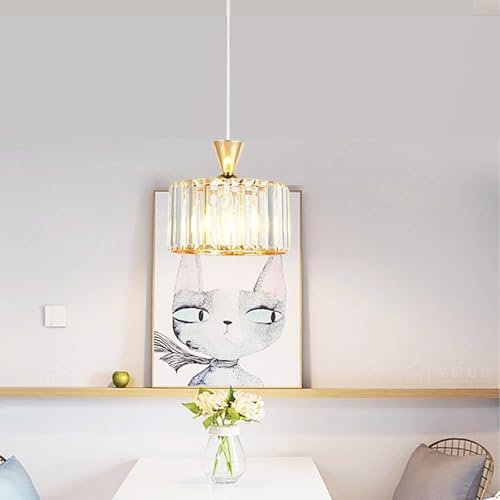 Moderne Kristall Deckenleuchte Kristall Kronleuchter Metall E27 Fassung Pendelleuchte Deckenlampe FüR KüChe Wohnzimmer Schlafzimmer,3-Flammig Kristall Deckenleuchte,Glas Pendelleuchte. (Gold,20CM)