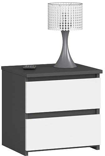 Kommode mit 2 Schubladen Kommode Schlafzimmer Flur Wohnzimmer Organizer Kommode mit Schubladen 40 cm breit 40 cm hoch | graphit-weiß Holz Highboard Sideboard Mehrzweckschrank Schrank schmal