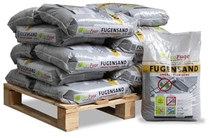 ÖkoFuge Fugensand Anthrazit Einkehrsand Weg Terrasse Pflaster Unkrauthemmend Quarzsand Sand 20kg x 15 Sack 300kg / 1 Palette Paligo