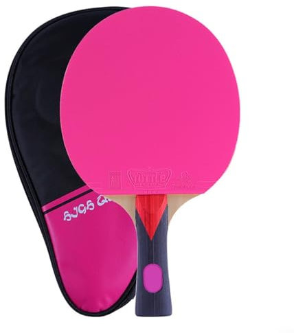Racchetta da ping pong, racchetta da ping pong, in legno, con manico lungo, modello FL, racchetta professionale da allenamento con borsa (rosa)