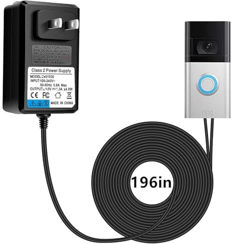 Video-Türklingel-Netzadapter für Video-Türklingel, Ringvideo-Türklingel Pro und Ring Video-Türklingel, 2, Transformator, kompatibel mit Zmodo Smart Doorbell und Nest Hello Doorbell (4,6 m Kabel,
