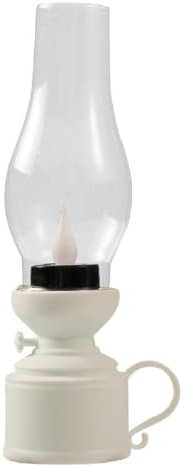Electronic Oil Lamp,Elektronische Petroleumlampe,LED-öLlampe,LED Petroleumlampe,Flammenlose LED-Lampe,Vintage Nachttischlampe Batteriebetrieben,Elektronische Retro-LED-Laternen-Dekoration (Weiß)