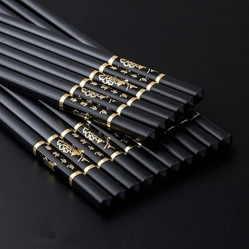 CAFIEDR Bacchette Cinesi in Lega Nera da 25,3 cm, Bacchette per Sushi Hashi, stoviglie(A)