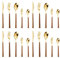 Küchenbesteck-Set aus 18/8 Edelstahl, einzigartiges Griffdesign, inklusive Messer/Gabel/Löffel (quadratische Holzstruktur ohne Geschenkbox (20-teiliges Set, Gold))