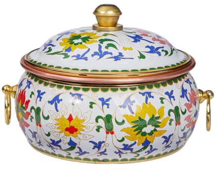 NIBHZ Pote de Esmalte Old Beijing Hot Pot Persona única Hotpot Familia Que reúne Cobre Uso Calentamiento Olla Copper Hot Pot,Blanca,B