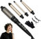 0.35/0.5-1/1.25'' Hair Curling Wand & 1.5'' Hot Brush, 4 in 1 Curling Wand Thermal Brush Set, OKWRAP Curling Iron Set 100-230 ℃ with 4 Attachments, Multifunctional Styling Kit (Black Gold)