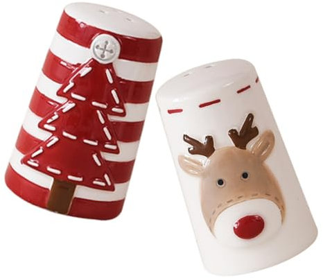 Warmhm 2pezzi Barattoli Di Ceramica Per Spezie Natalizie Shaker Elegante Stile Vintage Per Accessorio Da Cucina Per Festività e Occasioni Speciali