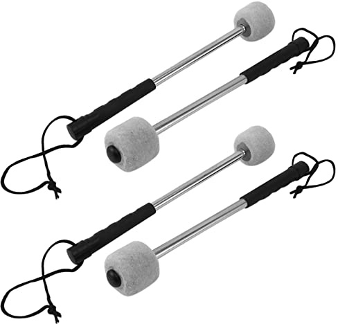 Giwnhvx 4Pcs Drum Mallet Felt Percussion Mallets Timpani Sticks with Stainless Steel Handle,White