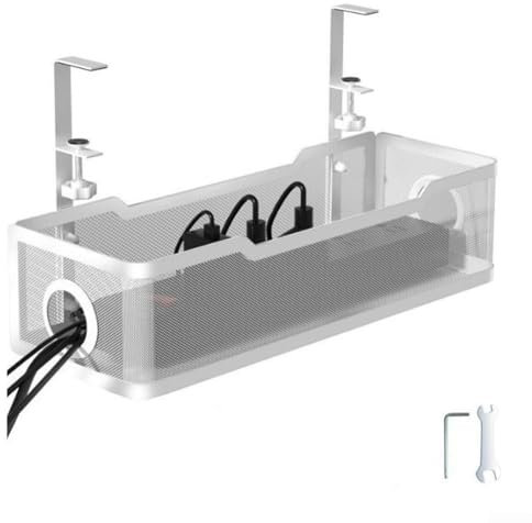 Plateau de gestion des câbles réglable en acier carbone sous le bureau – Organisation efficace, installation polyvalente, design ventilé (B)