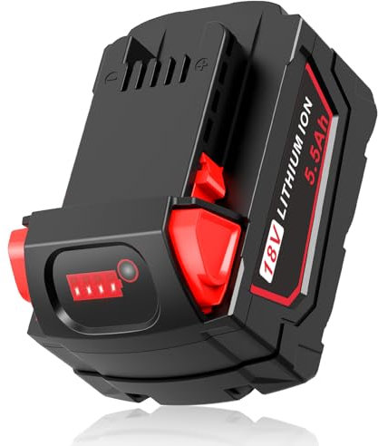 LabTEC Batterie lithium-ion 5,5 Ah pour Milwaukee M18, compatible avec les outils électriques sans fil Milwaukee M18 18 V 48-11-1815 48-11-1820 48-11-1830 48-11-1840 48-11-1850 48-11-111-1850 - 1860