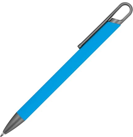 Livepac-Office Gummierter Soft Touch Gel Kugelschreiber aus Metall/Farbe: hellblau