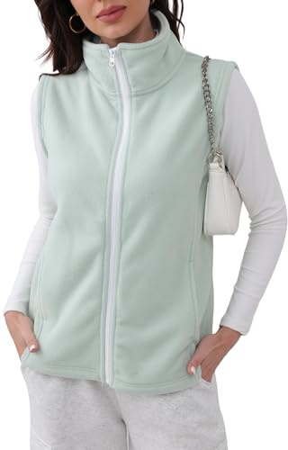 Adigau Gilet da Donna in Pile Elegante Termico Giacca Senza Maniche Casual Smanicato Donna Gilet con Cerniera e Tasche Primavera Autunno Inverno