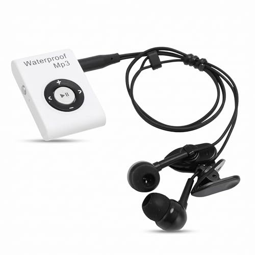 Bewinner Player MP3 da 8 GB per Nuoto e Corsa, IPX8 Waterproof Underwater Music Player, Clip Multifunzionale MP3 con Cuffia (WHITE)