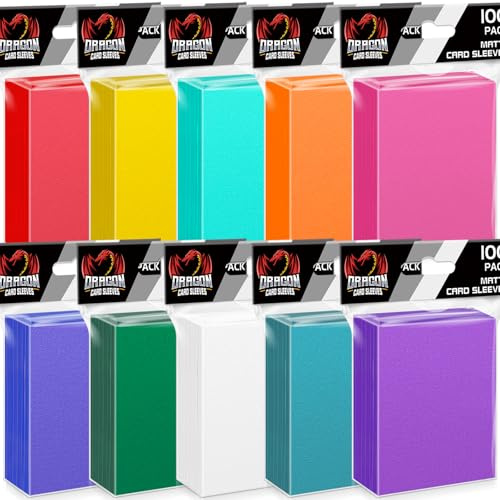 1000 Stück 10-farbige Kartenhüllen, Matte Sammelkartenhüllen | Standardgröße (66 x 91 mm) Trading Cards Sleeves, Weiche Hüllen Perfect Fit für MTG, Sportkarten, Baseballkarten