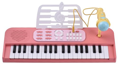 Sunydog Elektrisches Keyboard-Klavier für Anfänger mit 37 Tasten, 7 Tönen, 8 Trommelgruppen – Komplettes Musikset Zum Üben zu Hause – Rosa/Blau (Rosa)