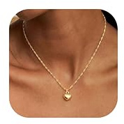 JeweBella Collier Femme Or Réglable Collier Coeur Argent 925 Minimaliste Pendentif Coeur Plaqué Or/Argent/Or Rose Chaine Pendentif Bijoux Cadeau pour Femme Ado Fille