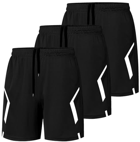 KENAIJING 3er-Pack Sporthose Herren Schnelltrocknend mit Taschen Sommer | Elastischer Taillenbund mit Kordel, atmungsaktiv, perfekt für Laufen, Tennis, Fitness und Jogging im Sommer