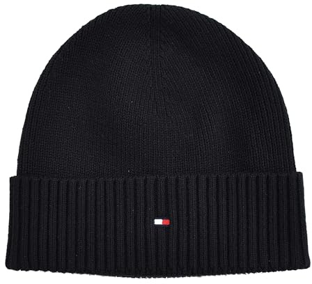 Tommy Hilfiger Bonnet tricoté en coton cachemire Noir Taille unique