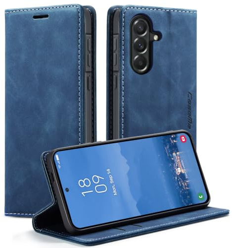 KZB für Samsung Galaxy A57 5G Hülle, Magnet Leder Klapphülle Stoßfest | Retro PU Leder, 2 Kartenfach, Standfunktion, Schutzhülle, Flip Case, Handyhülle für Galaxy A57 6,7'', Blau