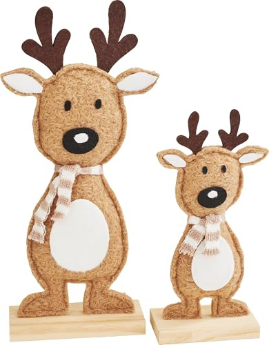 VBS Filzaufsteller Rentiere 2er Set Stehfigur Holz Filz Polyester Weihnachten Deko Rentier Figuren
