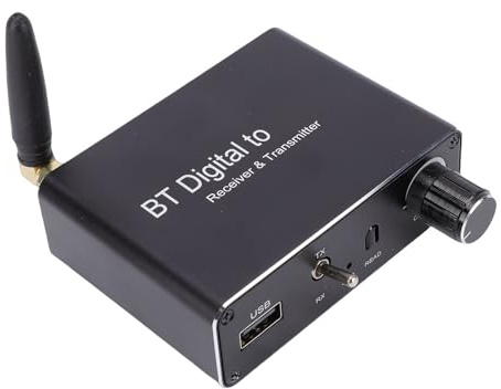 Jectse Bluetooth 5.3 Sender/Empfänger, Digital-Analog-Wandler mit Optischen, Koaxialen, AUX- und USB-Anschlüssen für Kopfhörer, Lautsprecher, Heimkino, Computer und Fernseher