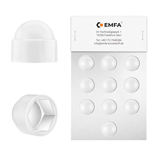 EMFA Cache-écrous M10 pour clé de 17 Blanc 50 pcs. Bouche-trou