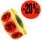 1.000 Aktionsetiketten/Rabattetiketten mit Aufdruck -20% | leuchtrot ablösbar 32mm | 1 Rolle