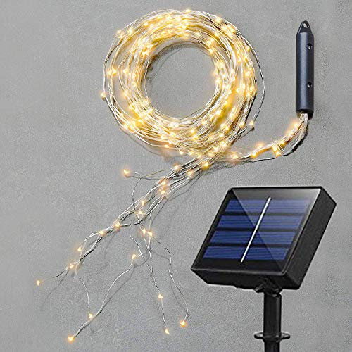 Soltuus Guirlande lumineuse solaire 180 LED - Multibrins - Arrosoir - Étanche - Blanc chaud