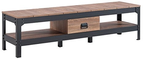 Industrie Meuble TV Design Industriel Noir Métal et Bois 150,9 x 38,5 x 40 cm