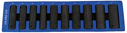 US PRO Tools 10pc 1/2'' DR 6pt Deep Impact Sockets Metric 10-24mm New 3376