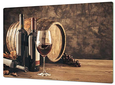 Cubre vitrocerámica para cerámicas de grandes dimensiones o tabla de cortar de cristal templado – UNA PIEZA (80 x 52 cm) o DOS PIEZAS (40 x 52 cm) Serie de Vinos DD04