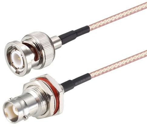 Oiyagai Cavo Jumper RG316 da BNC Maschio a BNC Femmina Bulkhead con Cavo di Collegamento RF Coassiale (100cm/39,3)