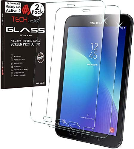 TECHGEAR [2 Stück] Schutzfolie kompatibel mit Galaxy Tab Active 2 8.0 zoll (SM-T390 / SM-T395), Displayschutzfolie aus gehärtetem Glas [9H Härte] [Crystal Clarity]