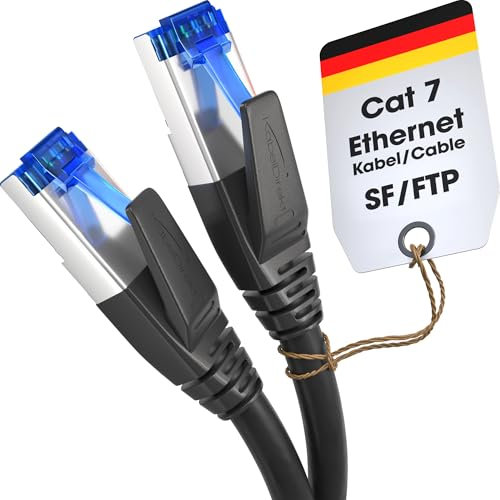 KabelDirekt – Cat 7 Network Cable – 7.5m – 10 Gigabit LAN Cord & Ethernet Cable – Available in 0.25-30m (suitable for high-speed networks, PC, gaming, switch, router and modem, RJ45 – black)