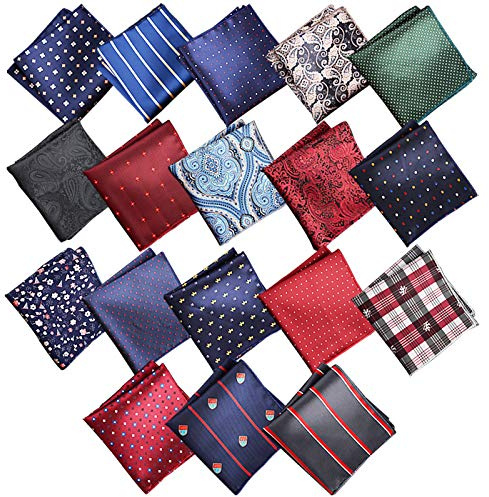 Aulufft Einstecktuch, Herren-Taschentuch, 18 Stück, Seide, Hochzeit, mehrfarbig, 18 Count (Pack of 1)