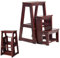 RELAX4LIFE Leiterstuhl 3 Stufen, Tritthocker Kiefernholz, Trittleiter zusammenklappbar, Trittstuhl, Haushaltsleiter, Hockerleiter, Klapphocker, 57 x 38 x 65 cm, Braun (Dunkelbraun)