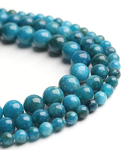 Filluck Natural Stone Beads Blue Apatite 6mm Polished Round Smooth Gemstone Beads for Jewelry Making 15 Inch(Blue Apatite,6mm)