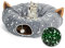 LUCKITTY Katzentunnel-Bettschlauch mit Kissen und Plüschball, Spielplatz, zusammenklappbar, selbstleuchtend, Flanellstoff, 91 cm, für große Katzen, Kätzchen, kleine Tiere, Welpen, grauer Mondstern