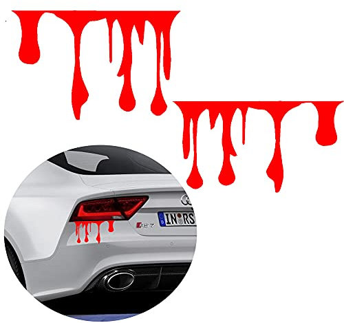 Auto-Aufkleber, 2 Stück, rot fließendes Blut, blutiger Horror, lustiger Aufkleber fürs Auto, Vinyl