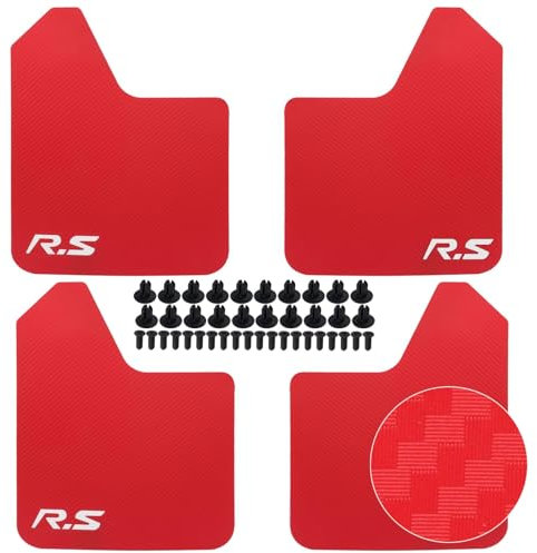 4 PZ ROSSO In Fibra di Carbonio Auto Mud Flaps Paraspruzzi Clip Ruota Kit di Protezione Porta