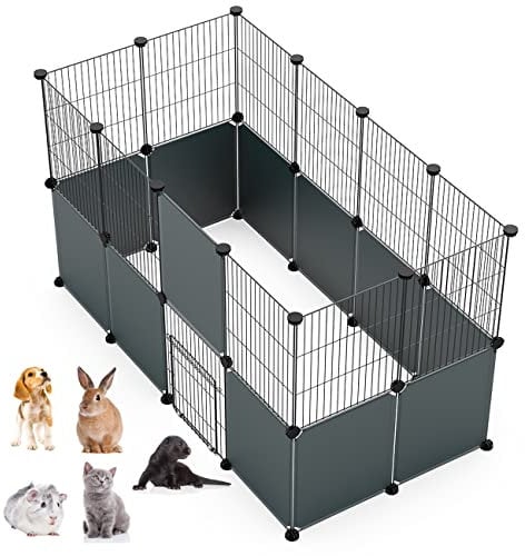 LANGXUN Haustierpaneele, Metalldraht, Aufbewahrungswürfel, Organizer, DIY Kleintierkäfig für Kaninchen, Meerschweinchen, Welpen, Haustierprodukte, tragbarer Metalldraht, Hofzaun (12 Metallplatten + 12