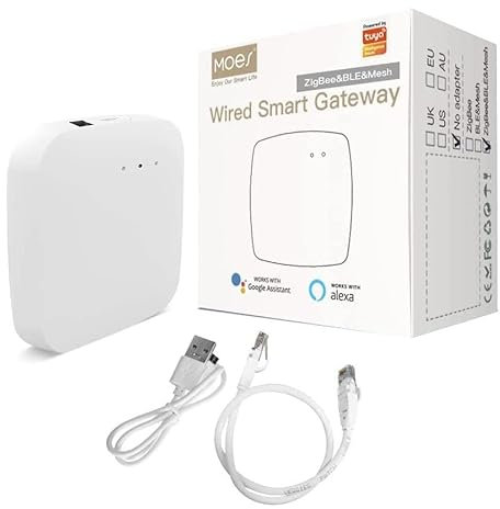MOES ZigBee 3.0 & BLE & Mesh Hub Wired Smart Gateway, ne prend en charge que les appareils Tuya, prend en charge la commande vocale Smart Life/Alexa/Google Home