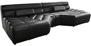 KAWOLA Big Sofa XXL Couch mega Sofa Ledersofa Tara Leder Vintage Wohnlandschaft mit Kissen Fernsehcouch große Sitzfläche 286x76x143cm (B/H/T) Farbe schwarz