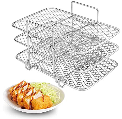 SDYGDB Air Fryer Rack for Ninja Air Fryer Multi-Layer Double Basket Air Fryer Accessories 304 Stainless Steel Grilling Rack Cooking Rack Toast Rack for Oven Microwave Baking Roasting(Small tripod)