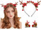 IYOU Serre-tête de Noël avec pinces à cheveux en bois de renne rouge, baies rouges, pommes de pin, accessoires de cheveux pour adultes et enfants